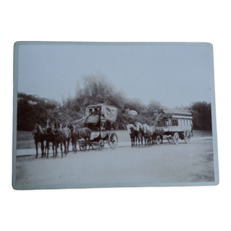 Old photograph 1900 stagecoach omnibus and horses Western Railways