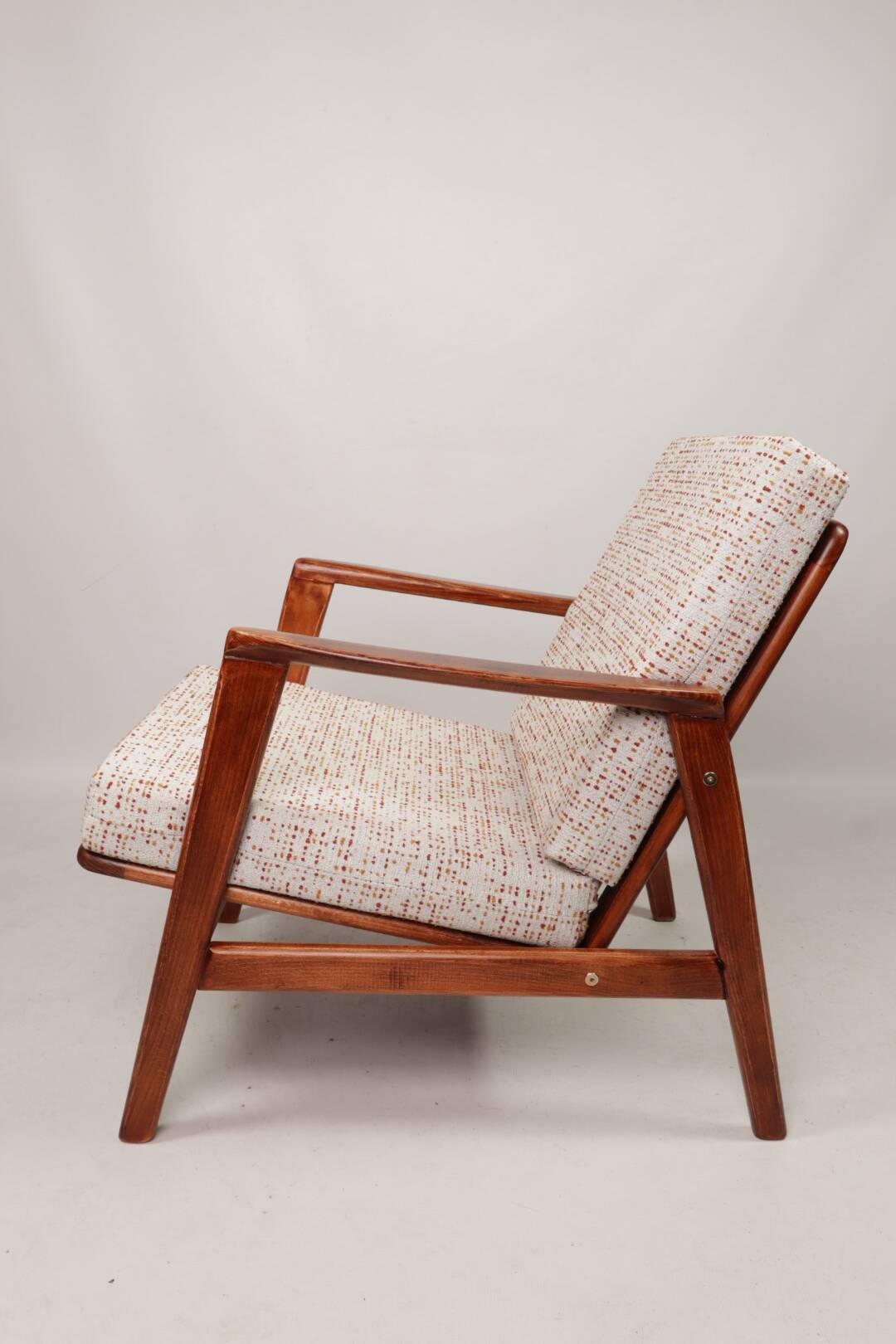 Scandinavian Vintage Armchair With Upholstery Bouclè Cushions Mid Century Design
