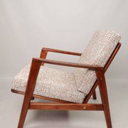 Scandinavian Vintage Armchair With Upholstery Bouclè Cushions Mid Century Design