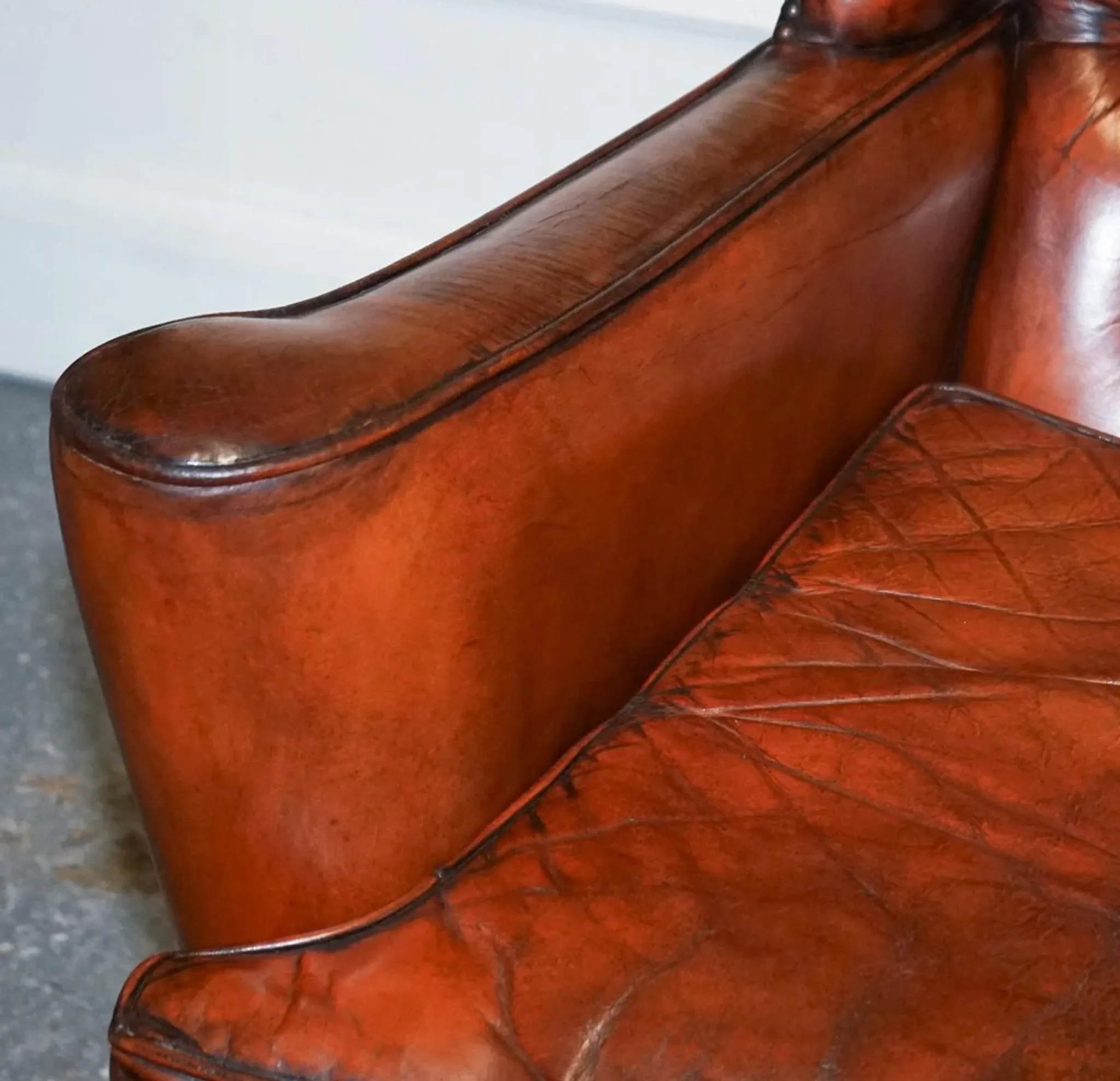 Chesterfield Wingback Armchairs with Flat Arms by William Morris, Set of 2