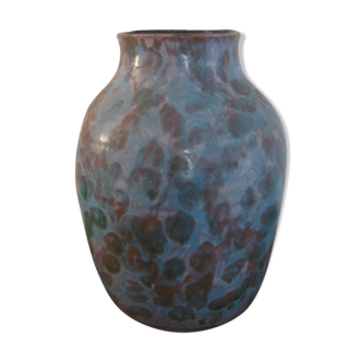 vintage glazed earth vase 60 years
