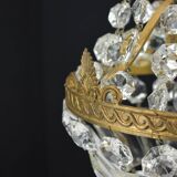 Hot air balloon chandeliers with glass tassels.