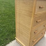 Chiffonnier commode en rotin des années 70'