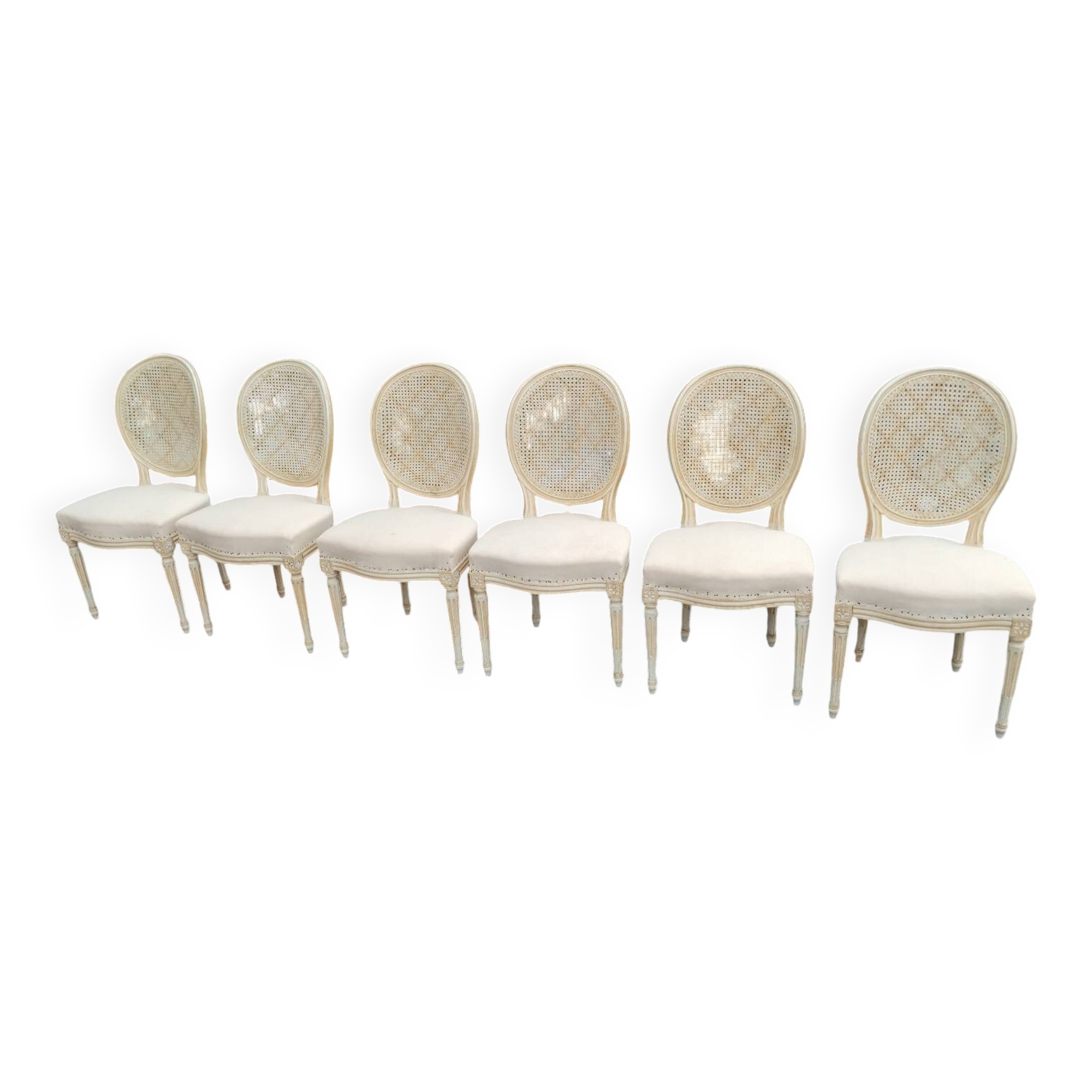Beautiful set of six antique Louis XVI style chairs