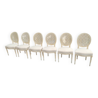Beautiful set of six antique Louis XVI style chairs