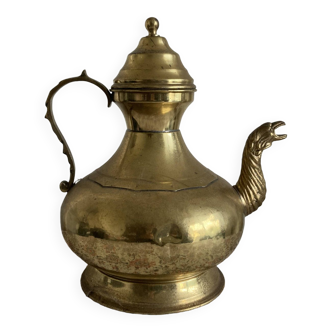 Large kettle, old brass teapot, work on the handle and spout
