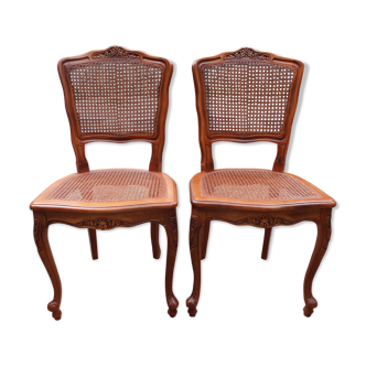 Lot of 2 canne chairs in cherry