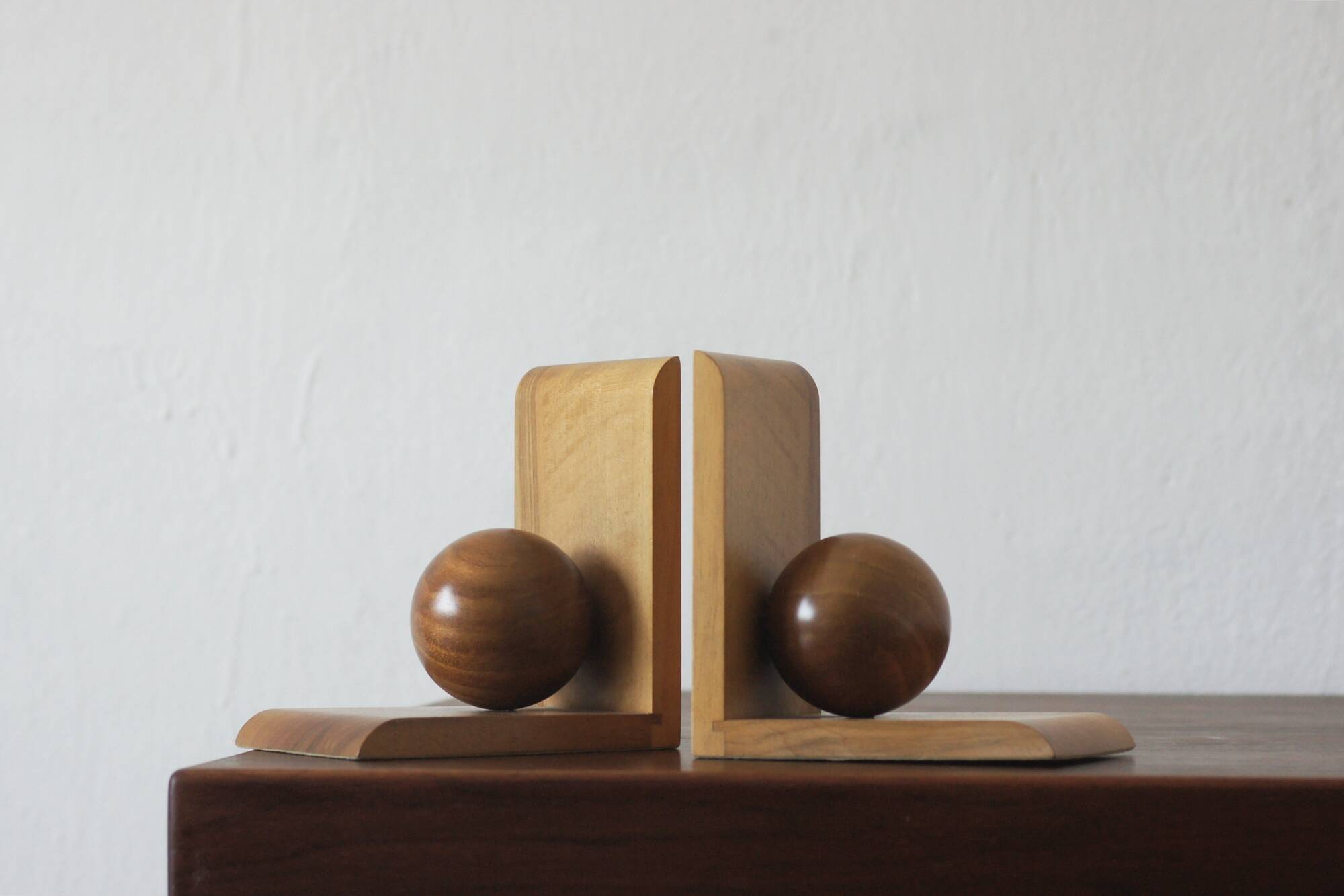 Mid-Century Modern Wooden Bookends, 1950s, Set of 2