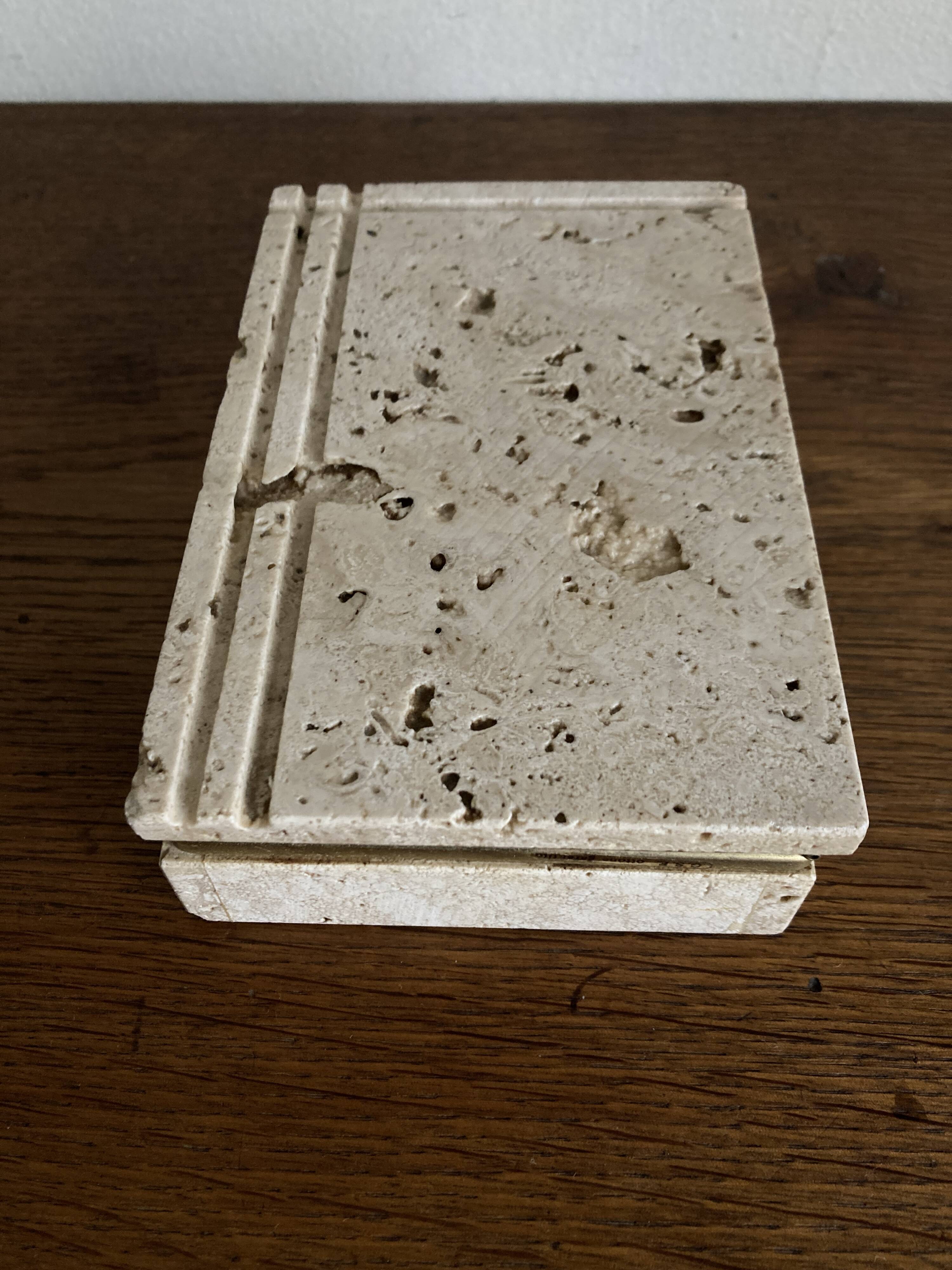 Travertine trinket box, Cerri Nestore, Italian work, 1970