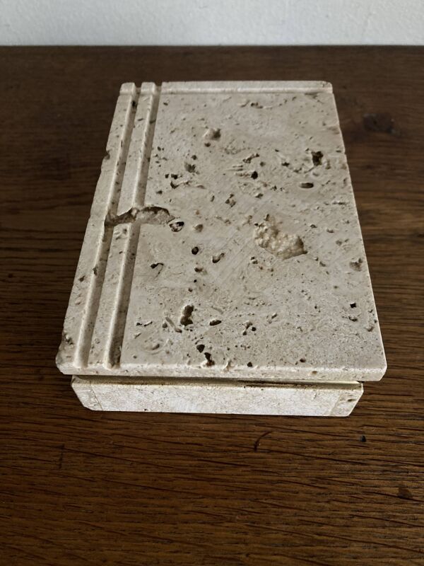 Boite vide poche en travertin Cerri Nestore travail italien 1970