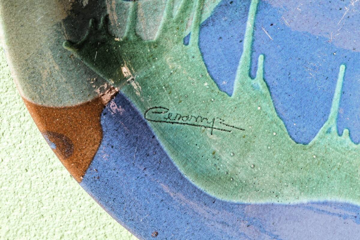 Large ceramic deep dish signed Ceramp