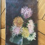 Set of 3 oils on canvas dahlias
