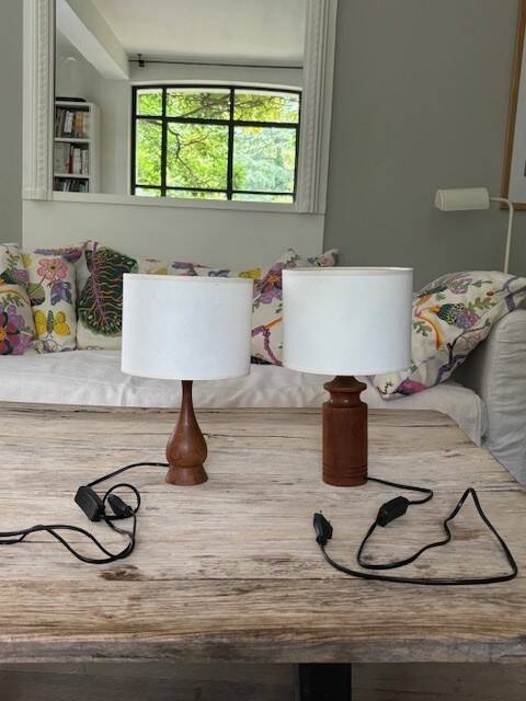 pair of teak bedside lamps - Denmark 50s