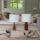 pair of teak bedside lamps - Denmark 50s