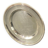 Circular silver metal dish signed Christofle pearl model