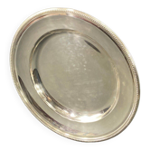 Circular silver metal dish signed Christofle pearl model