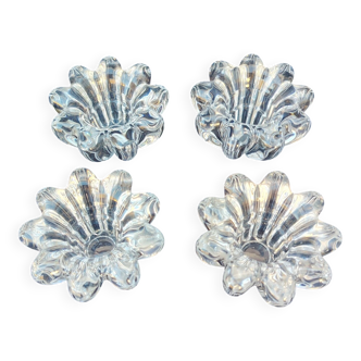 4 vintage crystal candlesticks, flower shape