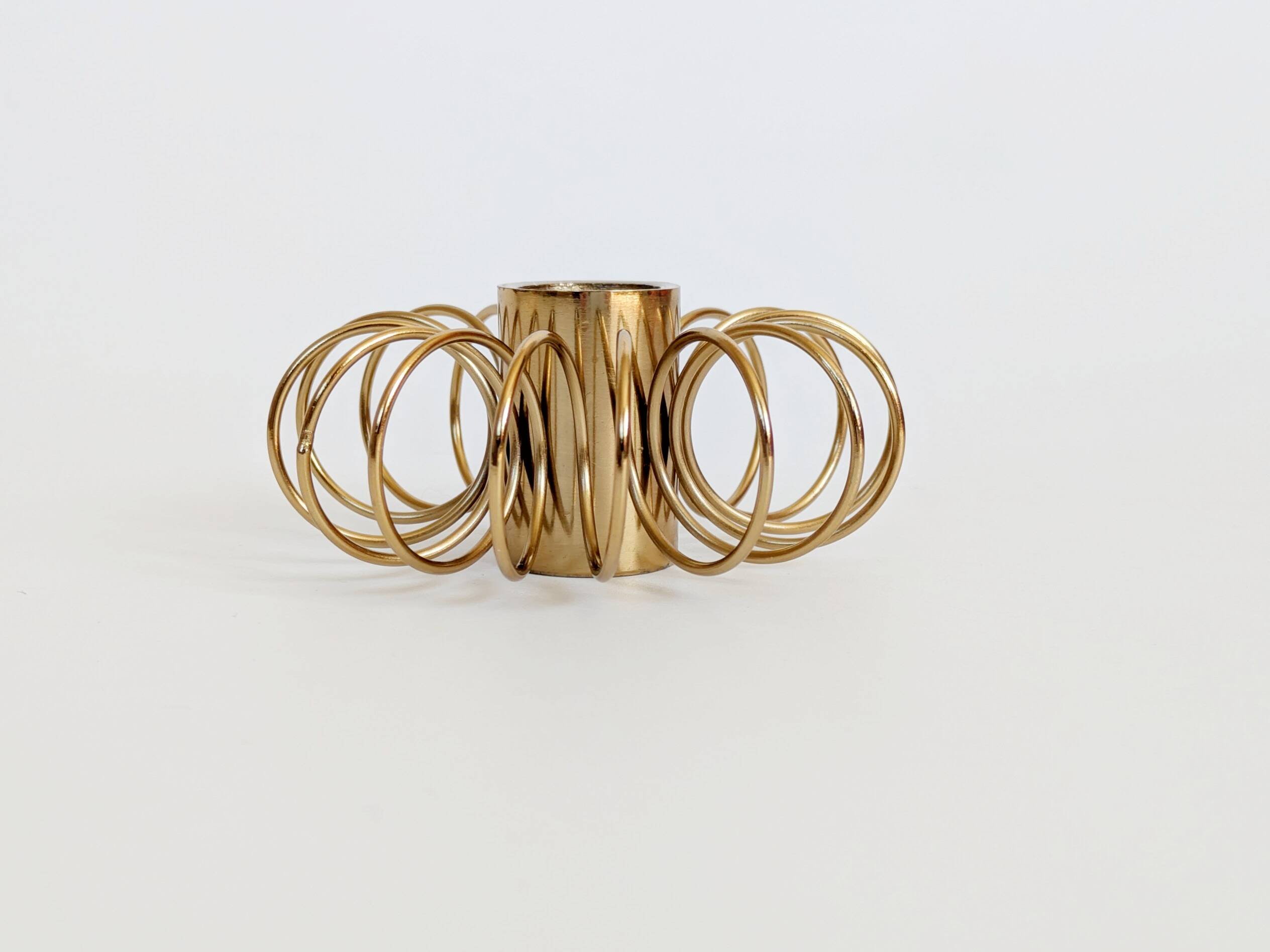 Vintage Brass Spiral Candle Holder Minimalist Midcentury Design