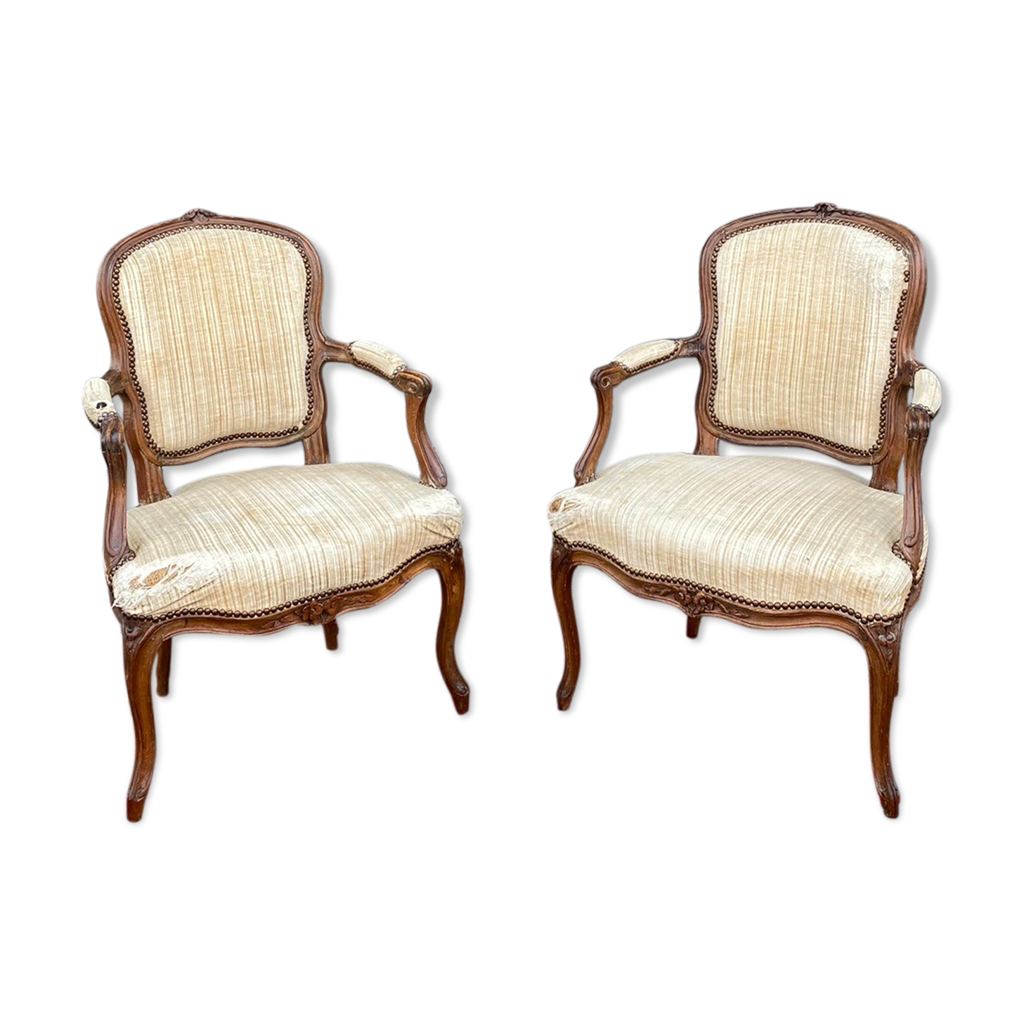 N.T Porrot Pair Of Armchairs In Natural Wood Of Louis XV xviii period Eme Century