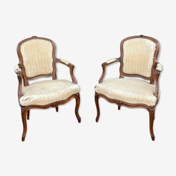 N.T Porrot Pair Of Armchairs In Natural Wood Of Louis XV xviii period Eme Century