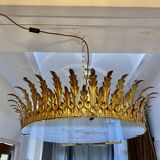 Golden crown chandelier XXL model, Spain 1950