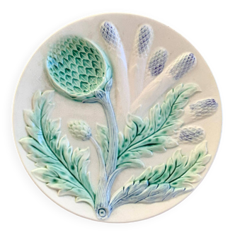 Assiette adperge artichaut en barbotine