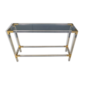 Brass and lucite console table, 1970s