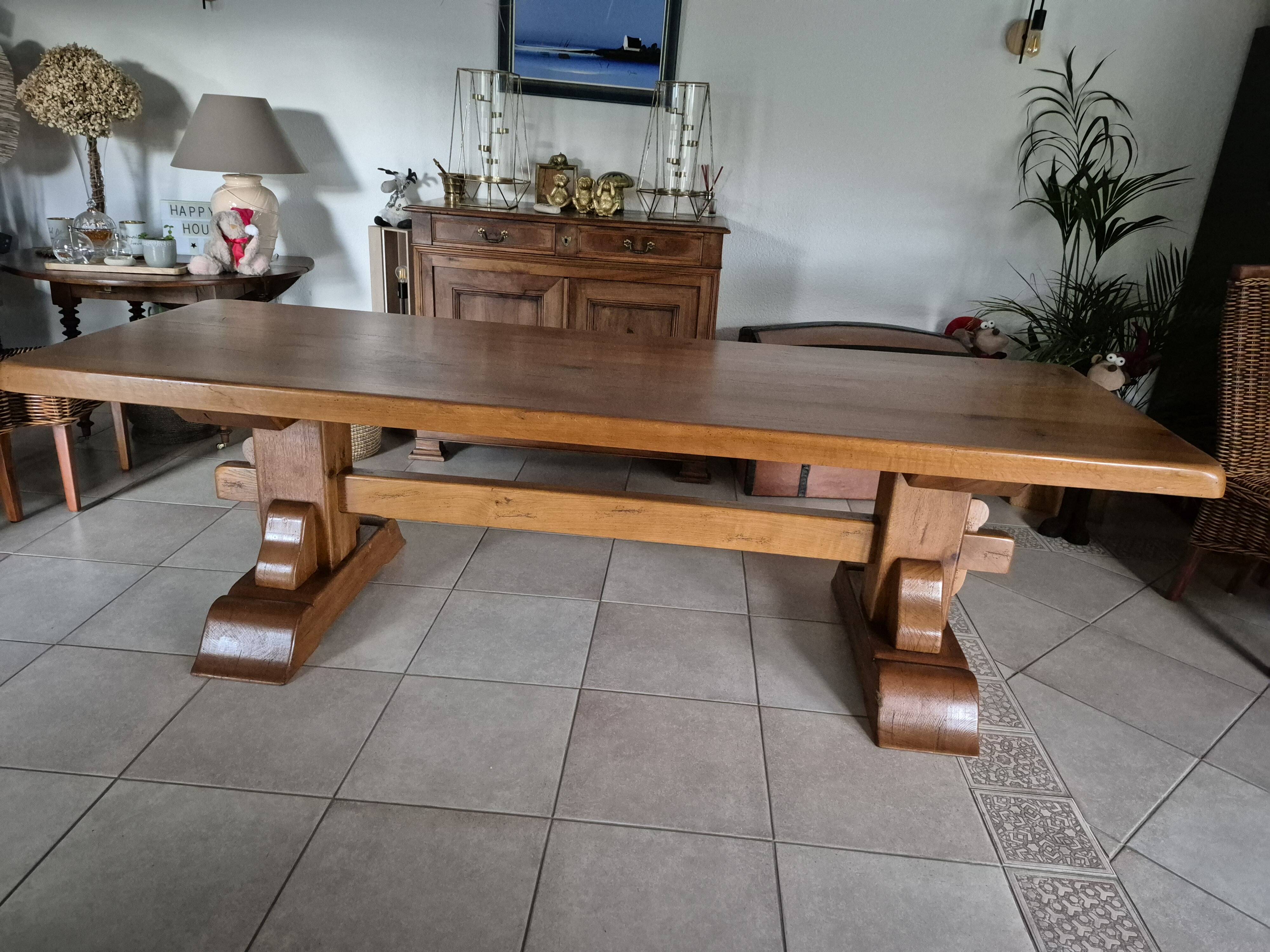 Monastery table in solid oak – thick top 60 mm – artisanal production