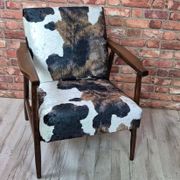 Restored Mid-Century Armchair Type B-7727 - Cowhide Print Velour - 1960s