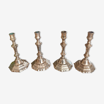 Louis XV chiseled candlesticks in bronze