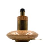 Hollywood regency pink granite and brass table lamp base, Italy 1970 ca.