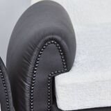 Italian Art Deco Leather and Fabric Club chairs-Armchairs, 1950s, Set of 2