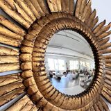 Italian Sunburst Mirror with Concave Mirror Glass