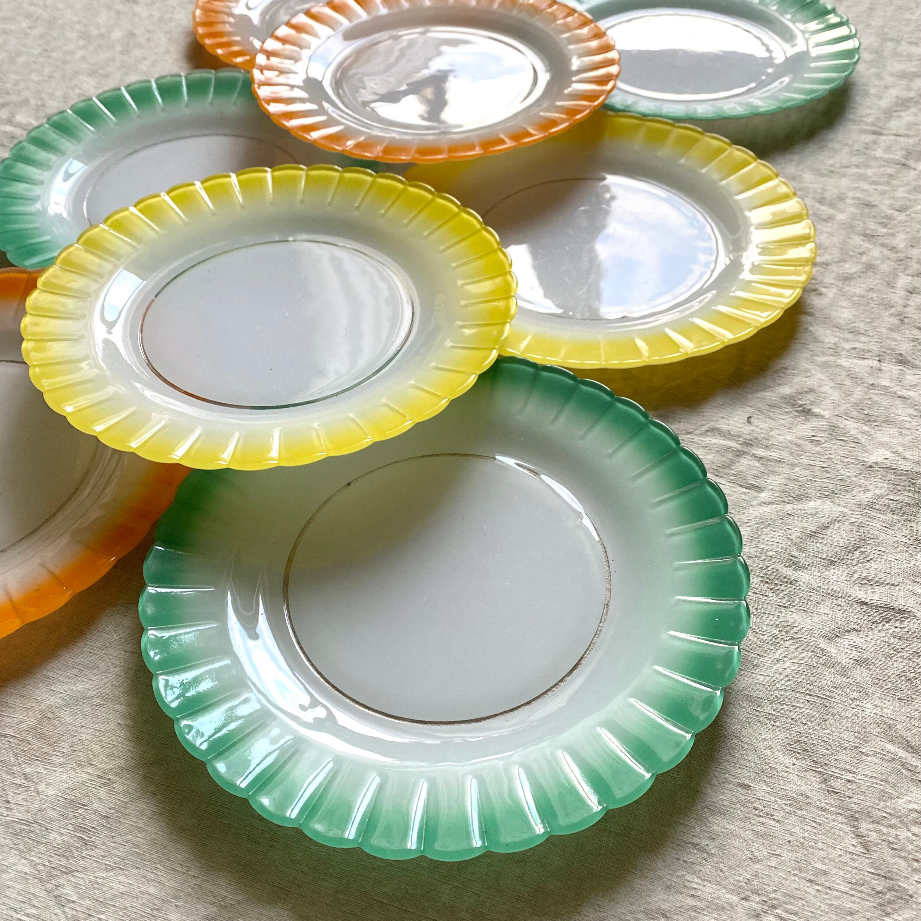 Colorful vintage Duralex plates