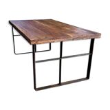 Handcrafted coffee table in exotic wood & folded steel - industrial