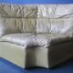 Patchwork large olive green leather corner lounge chair by Laauser, 1970s