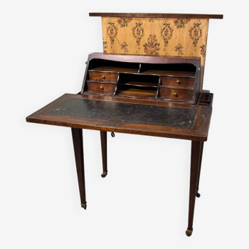 Bureau en capucin à mécanisme en bois naturel de style louis xvi début du xix eme siècle