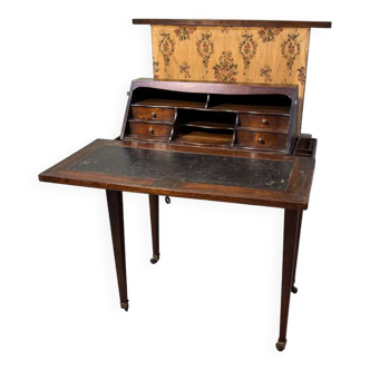 Bureau en capucin à mécanisme en bois naturel de style louis xvi début du xix eme siècle