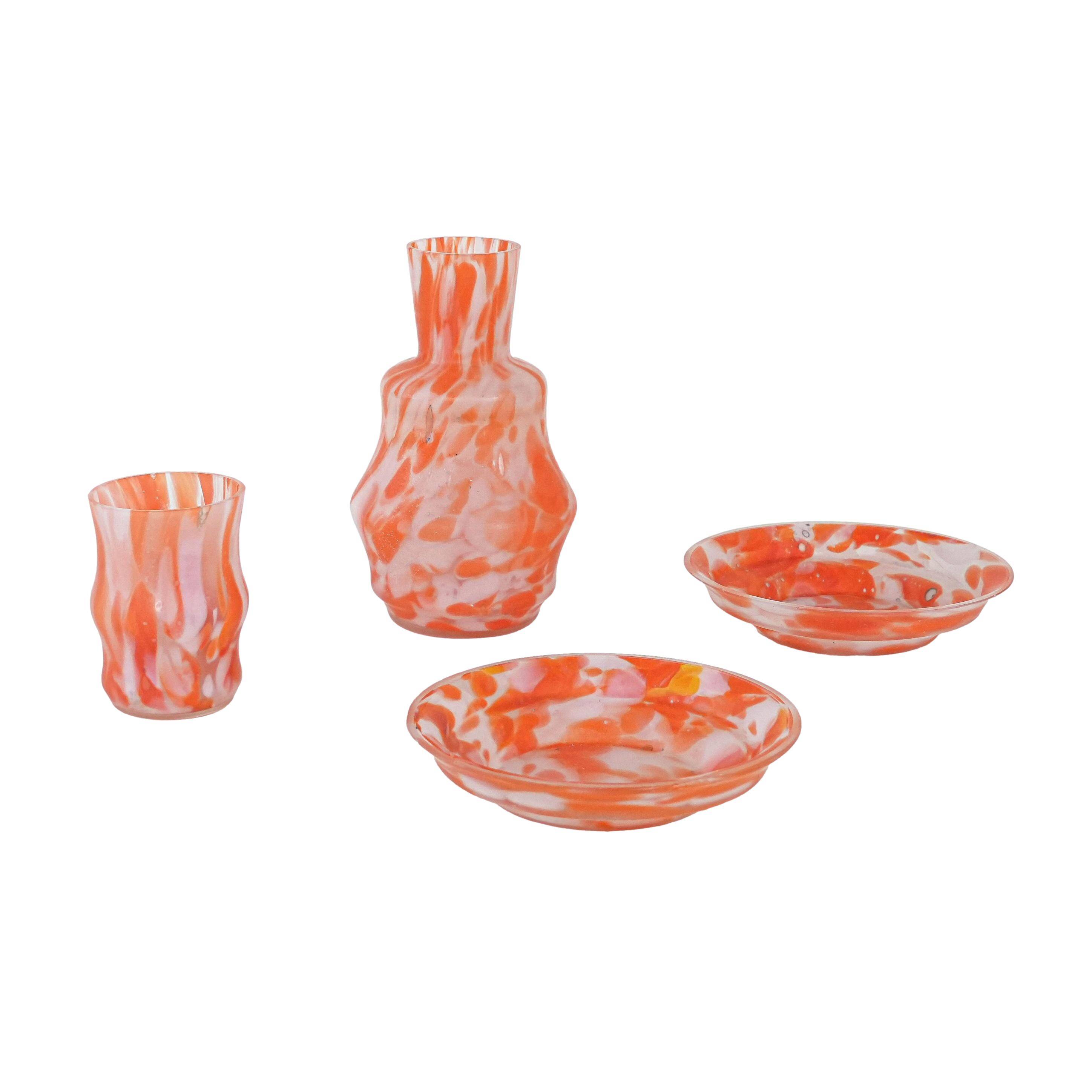 Set of artistic glass items, Italian design, 1970s, production: Italy