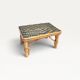 Petite tablette d’appoint en rotin jaune et bleu marine