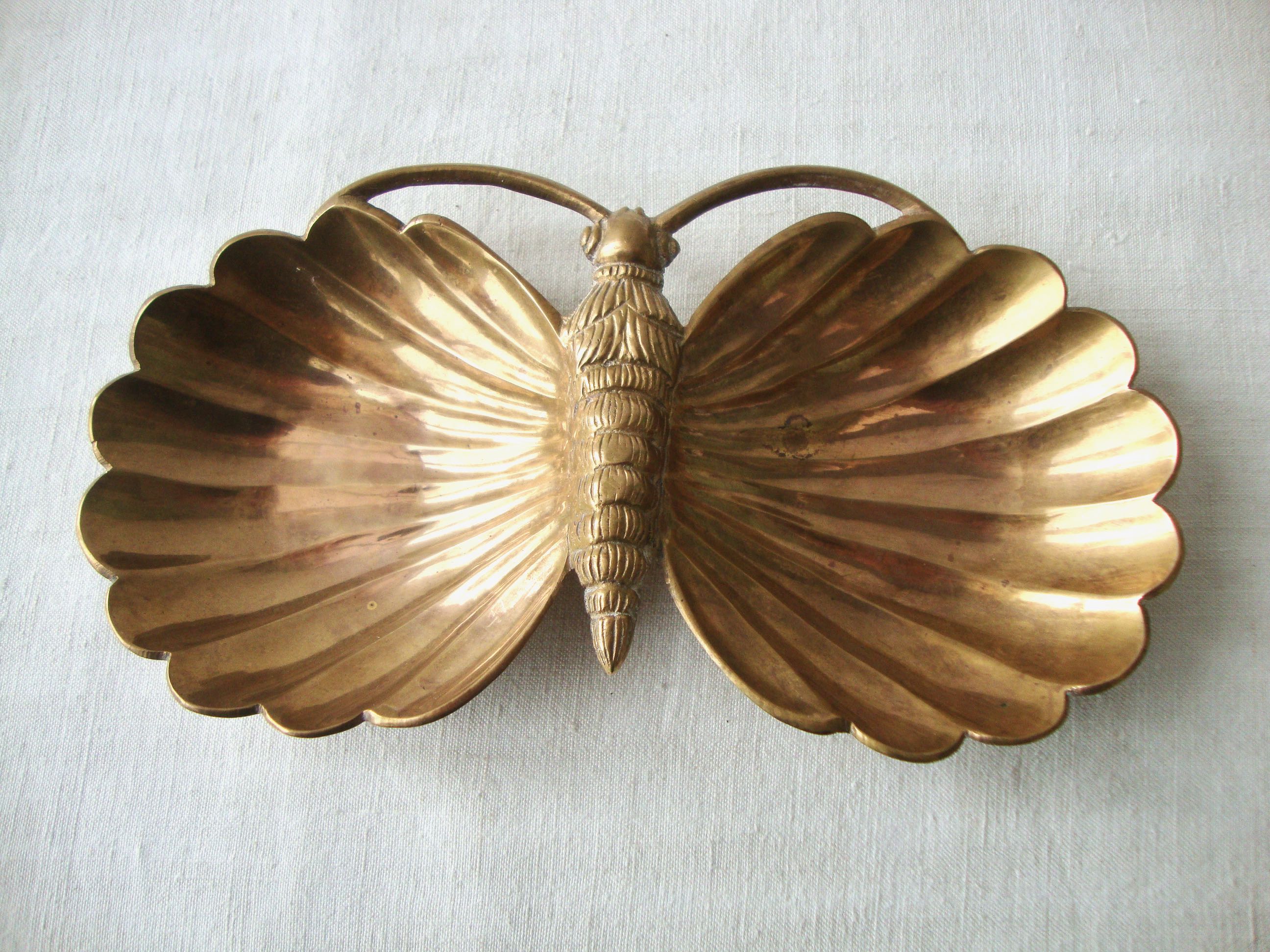 Brass butterfly trinket bowl