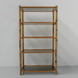 Bamboo display cabinet with 5 smoked glass shelves