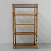 Vitrine en bambou avec 5 étagères en verre fumé