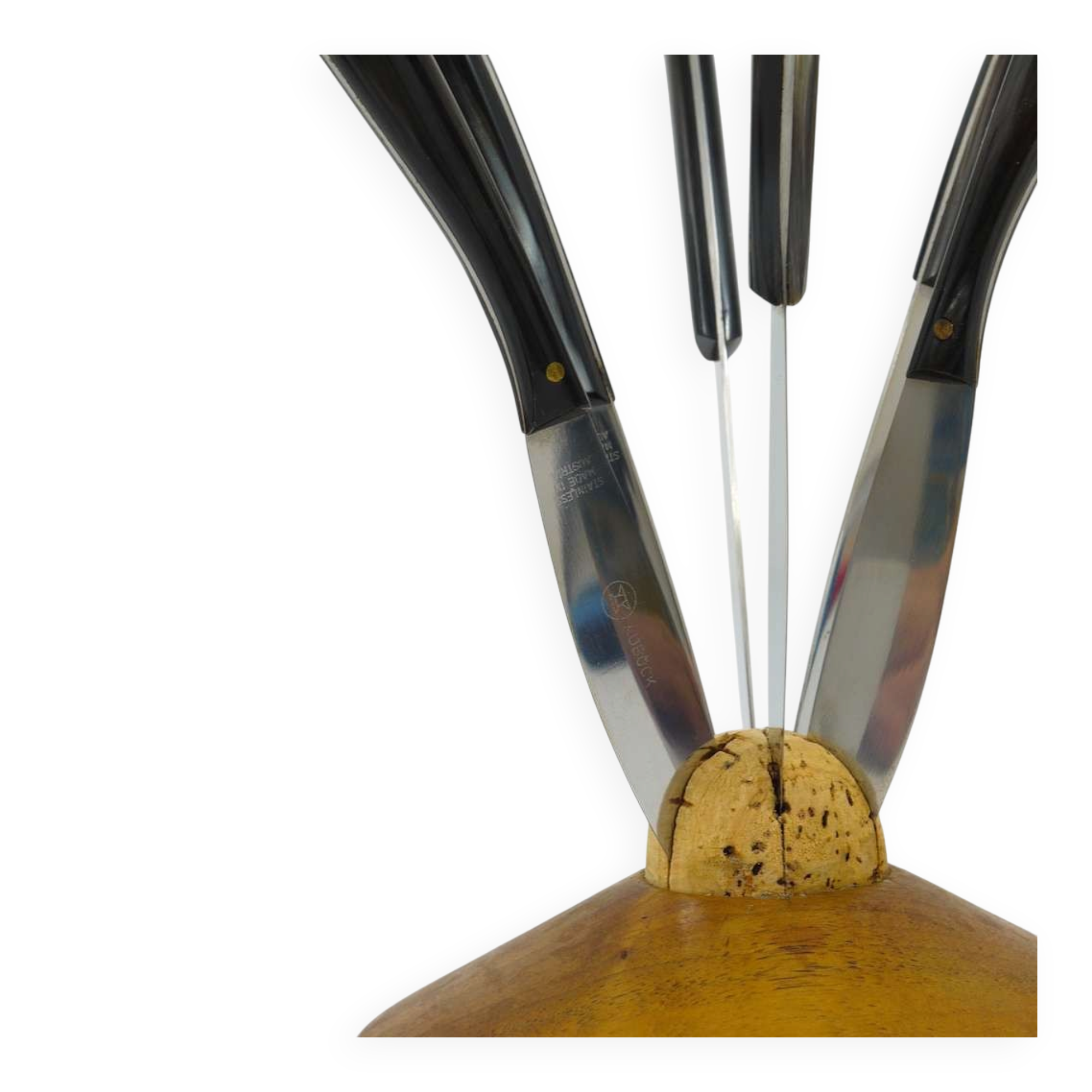Carl Aubock II Knife Holder in Walnut with 6 Amboss Knives, Austria, 1950s