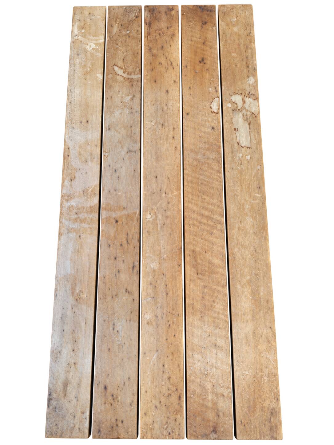 Vintage folding table in wood and black metal – slatted top