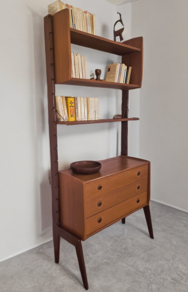Freestanding teak storage unit, Vintage Scandinavian 1960s
