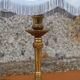 Vintage brass lamp with fringed shade – H35 cm, Ø20 cm
