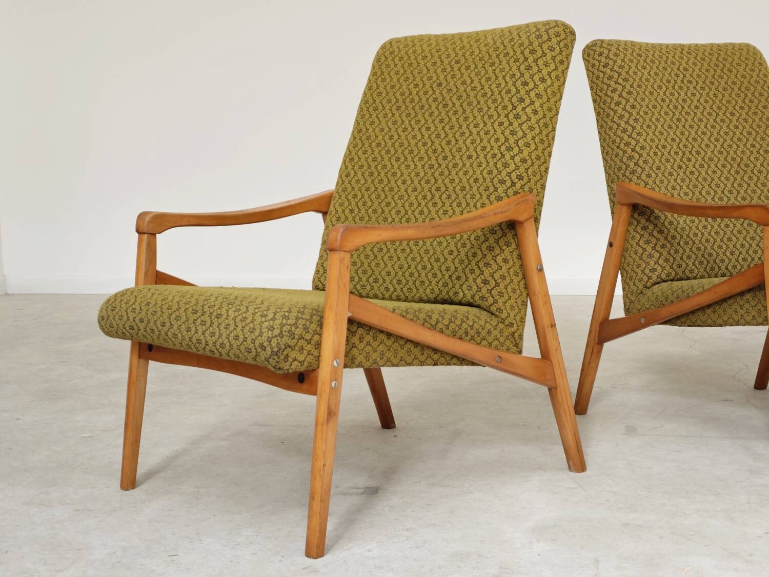 Pair of light green armchairs by Jiri Jiroutek for Interier Praha, 1960