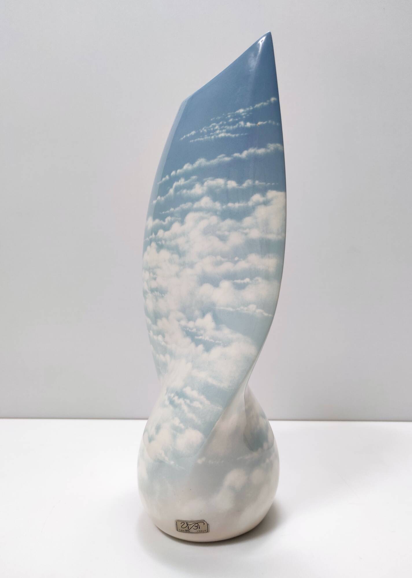 Lacquered and Airbrushed Ceramic Centerpiece /Vase Model Nr 182/2 by Vibi, Italy