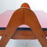 Coffee table in formica with compass feet, vintage from the 1950s